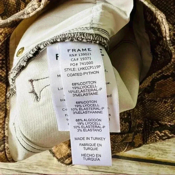 Frame Le High Skinny Crop Snake Jeans Sz 25 - Picture 12 of 13